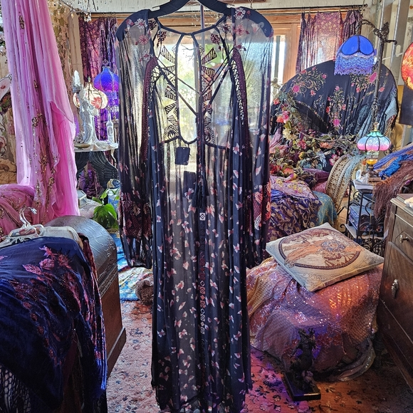 NWT FREEPEOPLE SHEER MAXI DRESS & SLIP - Picture 4 of 6